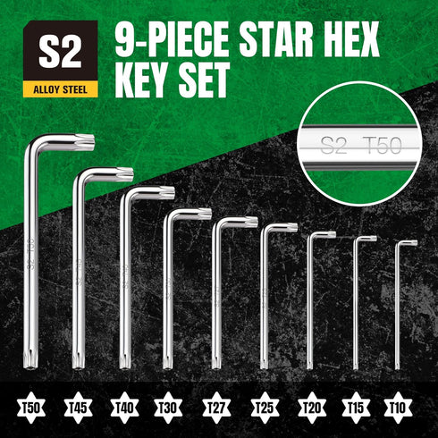 SK 9-Piece Allen Wrench Set, Star Hex Key Set, L-Shaped, S2 Steel...