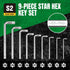 SK 9-Piece Allen Wrench Set, Star Hex Key Set, L-Shaped, S2 Steel...