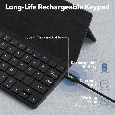 Doohoeek Universal Bluetooth Keyboard for Samsung Galaxy Z Fold, iPads, Tablets and Phones, Dual Bluetooth Mini Keyboard with Any-Angle Kickstand ...