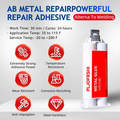 Metal Glue 1.76oz Metal Filler All Purpose Repair epoxy Glue?High Temperature Resistant Heavy Duty Ab Glue?High Strength Bonding for Metal Plastic...