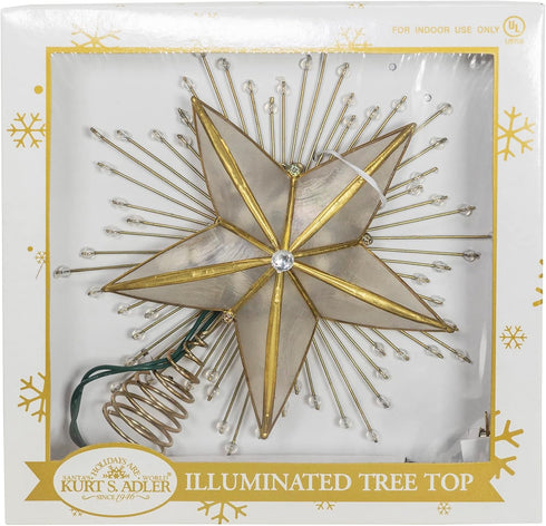 Kurt Adler 10-Light Capiz and Wire Snowflake Christmas Treetop, 10-Inch, Silver...
