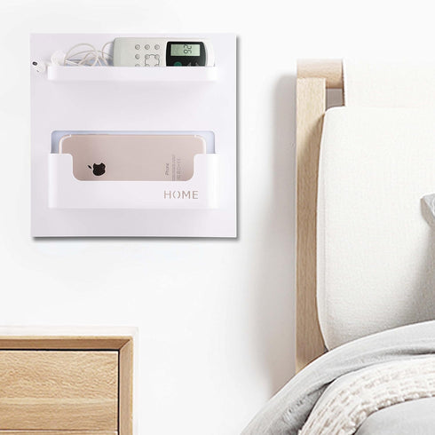 Bedside Shelf Accessories Organizer- Wall Mount Self Stick On,Ideal for Glasses,Remote,Earphone, Cell Phone Charger,Manicure Kit...
