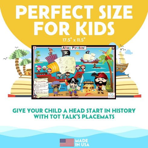 Tot Talk U.S. Presidents Educational Placemat for Kids – Double-Sided, Waterproof & Wipeable – Learn About Presidents, Political Parties, History,...