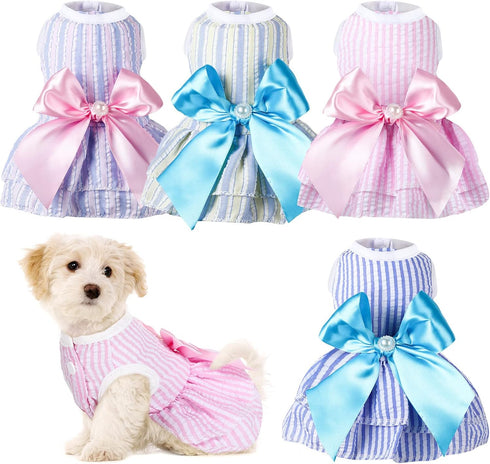 4 Pieces Dog Dresses for Small Medium Dogs Puppy Clothes Summer Princess Pet Dresses Girl Female Doggie Tutu Skirt Apparel for Chihuahua Yorkies P...