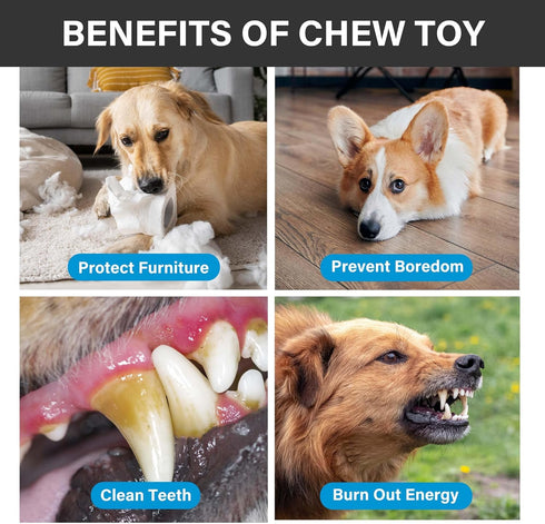 PrimePets Dog Chew Toy, Squeaky Dog Toy for Large Medium Dogs, Blue Rubber Enrichment Toy for Interactive Play, Teeth Cleaning, Milk Flavored Dent...