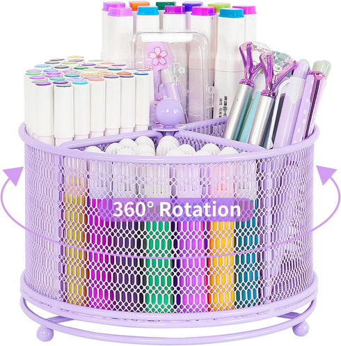 360-Degree Rotating Pencil Holder, Art Supply Storage Desk Organizers and Accessories, Pen Holder for Desk, Marker Organizer for School Office Sup...