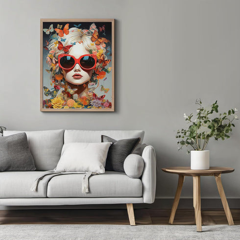 Posterizer 1 pcs-dreamy art-sunglasses wearing woman-Abstract & Modern Art-Inspirational Women's Art-Gift for Girls, Teens-Decor for Home & Office...