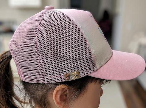 Cute Unicorn Hat for Girls Adjustable Mesh Trucker Cap for Kids 3-10 Ages Pink...