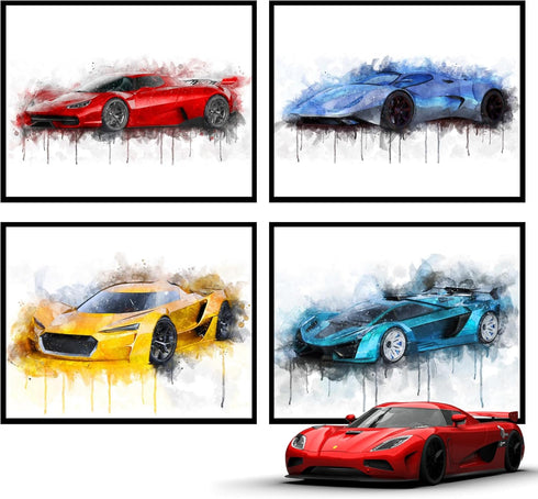 Insire Car Posters for Boys Room, Wall Art, Cars Posters Unframed (8x10)...