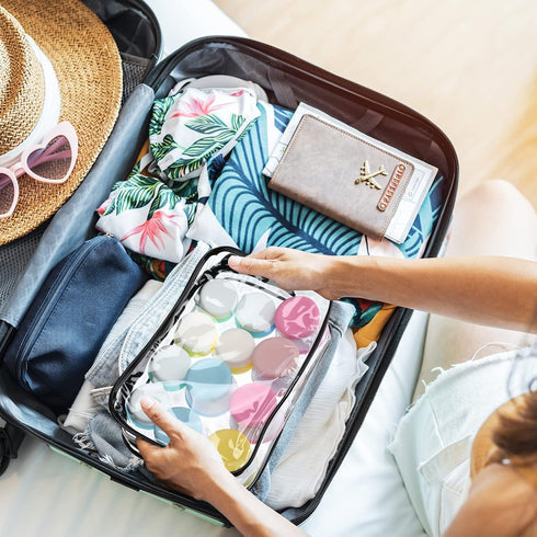 BBTO 18 Pack Silicone Travel Containers for Toiletries 10ml 20ml Leakproof Cream Jars with Lids 4 Mini Spatula Labels Toiletry Bag for Cosmetic Fa...