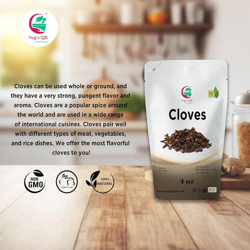 Cloves Whole 4 Oz | Fresh and Flavorful Hot Spice for Tea, Chai, Savory, Desserts and More | Whole Cloves for Oral Health | by Yogi’s Gift®...