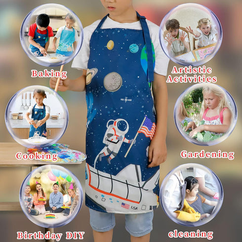 Kids Apron for Boys, Unisex Apron With Adjustable Neck strap, Kitchen Bib Apron for Cooking Painting Baking...