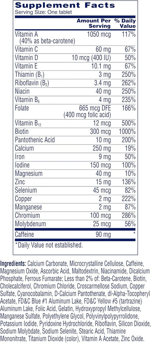 One A Day Energy Multivitamin with Vitamin A, C, D, E, Zinc for Immune Health*, Caffeine, Biotin, B6, B12 & More, 50 Tablets...