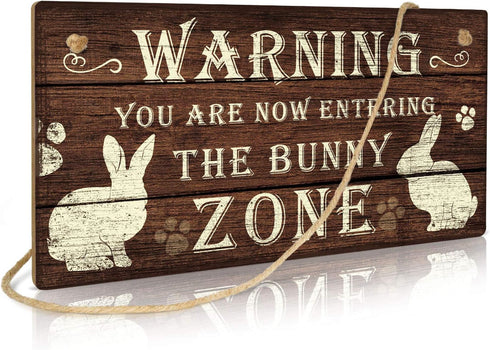 Putuo Decor Funny Rabbit Sign Bunny Rabbit Home Decor Gift Bunny Mom Bunny Lover 12 x 6 Inch (The Bunny Zone) Easter Decorations...