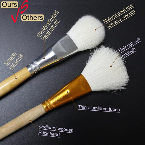 Gilding Brush Set, 7 Pieces Versatile Goat Hair Blending Mop Brushes for Acrylic Painting Wartercolor Foil Gold Leaf Flakes Sheets...