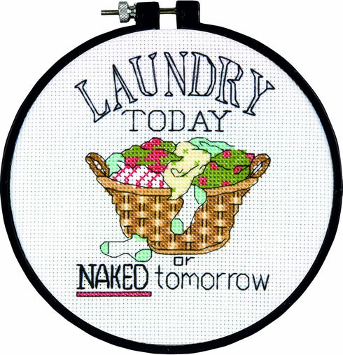 Dimensions ''Laundry Today or Naked Tomorrow'' Counted Cross Stitch Kit for Beginners, 6'' D...
