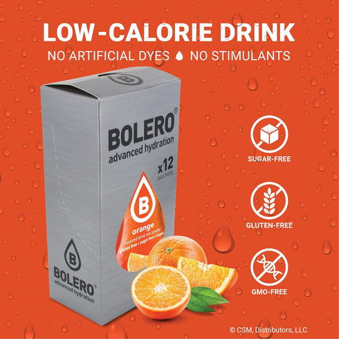 Bolero- Sugar Free Drink Mix Packets Orange Fruit Flavors | Powdered Flavored Water Packets | 36 Small Sachet On The Go Packets...
