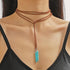 INENIMARTJ Boho Leather Necklaces for Women Suede Choker Necklace Vintage Bohemian Turquoise Necklace Layered Leather Choker Y-Necklaces Trendy We...