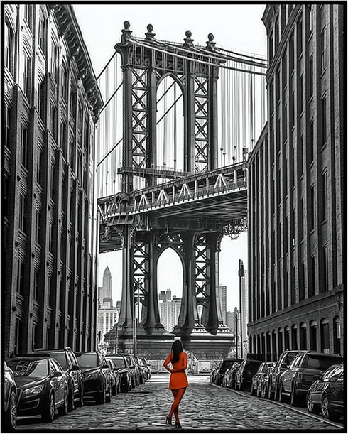 Posterizer 1 pcs-black and white photo-classic urban Manhattan scene 1-Photography Art Gift for Women, Fashionistas, Designer Fashion Fans- unfra...