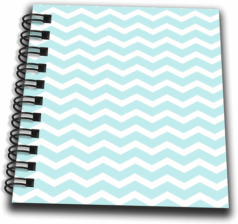 3dRose Mint Blue Green and White Chevron Zig Zag Stripe Pattern-Stylish Pastel Turquoise Teal Zigzags-Mini Notepad, 4 by 4-inch (db_155668_3)...