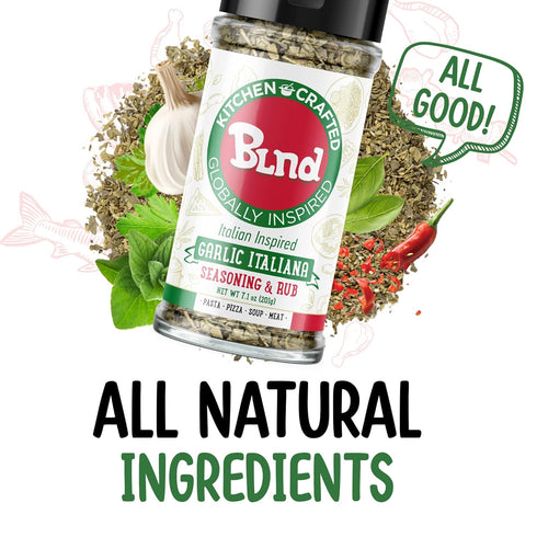 Kitchen Crafted - BLND Garlic Italiana Spice Seasoning, Gluten-Free Italian Barbecue Seasoning Rub, All-Natural Pasta, Pizza, Soup, Garlic Dry Rub...