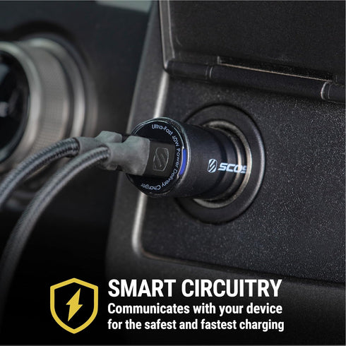 Scosche CPDCC40M PowerVolt 40W Certified Dual Port USB-C Car Charger, Flush Cigarette Lighter Adapter, Fast Charging Car Plug for 12V Power Outlet...