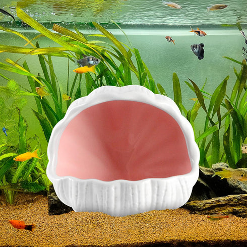 AnRui Cute Betta Fish Tank Decor Ceramic Conch Shell-Shaped House Thematic Hideout Cave for Fish Playing or Hiding Underwater World Aquarium Backg...