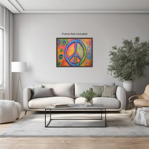 Posterizer 1 pcs- psychedelic funky hippie colorful peace sign 2-Fantasy & Fiction Art-Retro Art- Living Room Bedroom Decor- unframed wall art...