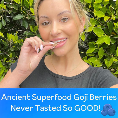Reprise Goji Berry Superfood Gummies - All-Natural Antioxidant, Digestion, 240 mg Full-Potency, Low-Sugar, Vegan, 45 Blueberry Flavored Gummies...