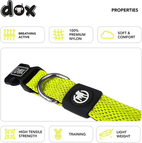 DDOXX Dog Collar Air Mesh, Adjustable, Padded | Many Colors & Sizes | for Small, Medium & Large Dogs | Collars cat Puppy pet Kitten | Yellow, XS...