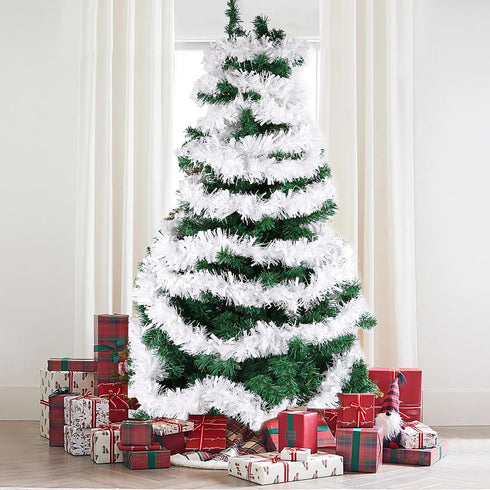 KIMOBER 32.8 Ft Christmas Tinsel Garland,White Metallic Garland for Christmas Tree,Wedding Party Decorations...
