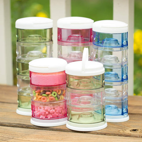 Innobaby Packin' Smart Stackable and Portable Storage System for Formula, Baby Snacks and more. 5 Stackable Cups in Blueberry Sorbet. BPA Free....