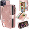Harryshell Compatible with iPhone 13 Pro Max 6.7 inch 5G 2021 Wallet Case Detachable Magnetic Cover Zipper Cash Pocket Multi Card Slots Holder Wri...