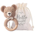 Wooden Baby Rattle Toddler Lovely Crochet Kahki Bear Ring Rattle, Newborn Animal Rattle Toys, Baby Toys for Baby and Infant Baby Soothing Toy...
