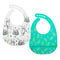 Nuby 2 Pack Adjustable Easy Clean Soft Silicone Bibs with Scoop, Leaves & Sloth...