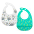 Nuby 2 Pack Adjustable Easy Clean Soft Silicone Bibs with Scoop, Leaves & Sloth...