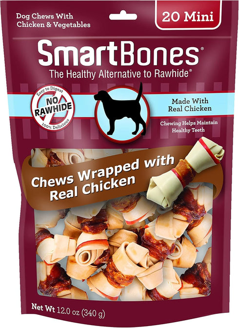 SmartBones Chicken-Wrapped Sticks, Treat Your Dog to a Rawhide-Free Chew Made With Real Chicken and Vegetables 20 Count (Pack of 1)...