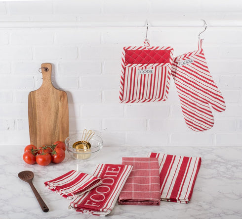 DII Heavy Duty Kitchen Cleaning Collection, Long-Lasting Quality, Cotton Dish Towel Set, 18x28, Striped Tomato, 3 Piece...