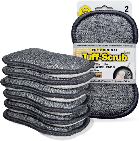 Fresh Regular Professional Microfiber Scrub-N-Wipe Sponge Pads, Fabric Treated with SILVADUR Advanced Odor Control Technology and Charcoal-Infused...