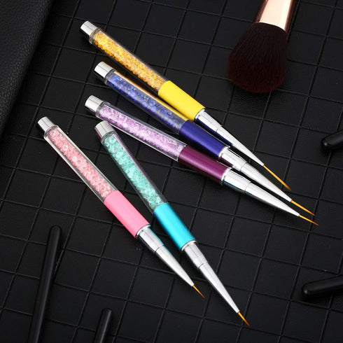 Mudder 10 Pieces 3D Nail Brushes Set Nail Liner Ombre Brush Nail Painting Design Pen Brushes Acrylic Rhinestone Handles Nail Pens...