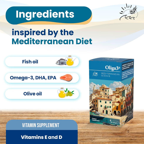 | Omega-3 EPA and DHA with Vitamins D and E | Capsules for Memory and Focus | Antioxidant | Mediterranean Diet | 30 Capsules...