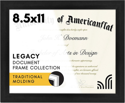 Americanflat 8.5x11 Diploma Frame with Shatter-Resistant Glass - Document Frames with Engineered Wood - Legacy Collection - Certificate Frame for ...