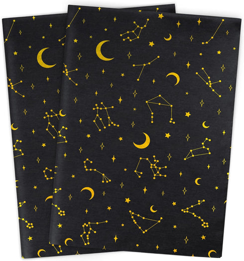 MR FIVE 30 Sheets Large 20" x 28" Gold Galaxy Tissue Paper Bulk,Gold Moon and Star Tissue Paper for Gift Bags,Star Tissue Paper for Birthday,Chris...