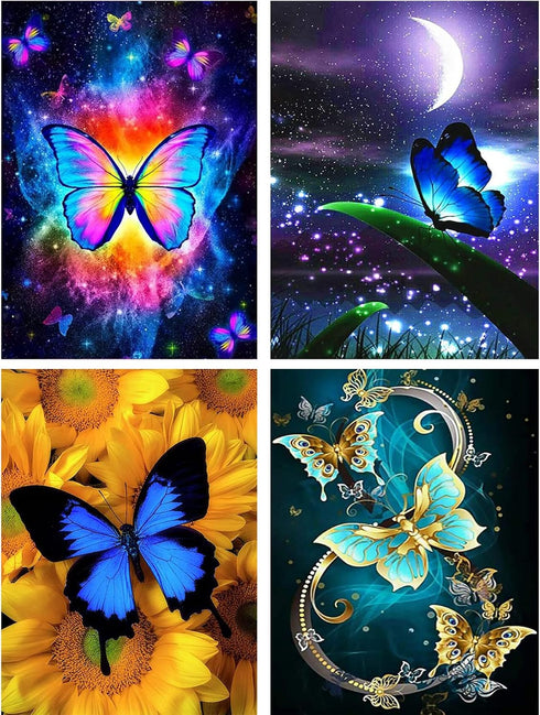 Syjinghao 4 Pack Stamped Cross Stitch Kits for Adults Beginners,Landscapes Butterfly Counted Cross Stitch Kits,Full Range of Needlepoint Stamped K...