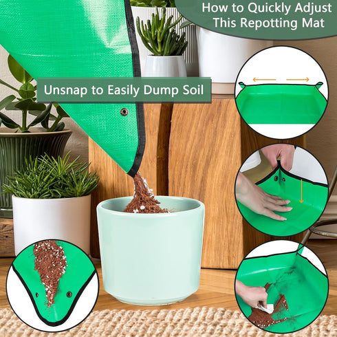 Herda 39.5" x 31.5" Plant Repotting Mat Waterproof Transplanting Mat and Potting Soil Mess Control,Square Succulent Gardening Mat Potting Soil Tid...