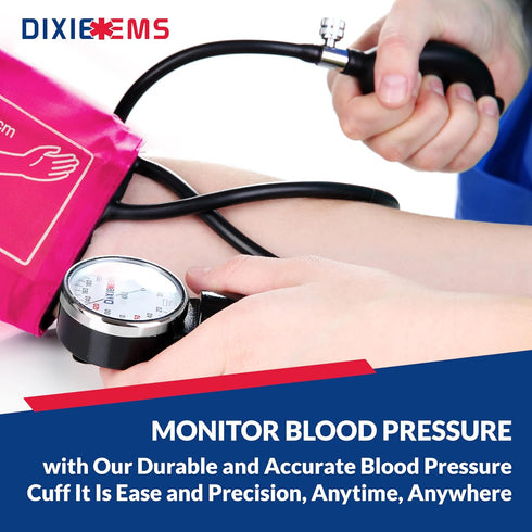 Dixie EMS Deluxe Aneroid Sphygmomanometer Blood Pressure D-ring Cuff - Pink...