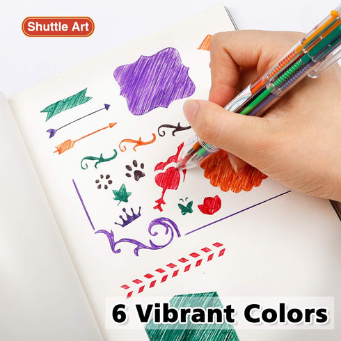 Shuttle Art Multicolor Pens, 23 Pack 6-in-1 0.7mm Retractable Ballpoint Pens for Office School Supplies Students Children Gift...
