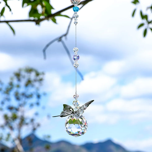 WEISIPU Crystal Hanging Decorations - Hanging Ornament Crystals Butterfly Suncatchers with Clear Crystal Ball for Home, Office, Garden Decoration,...