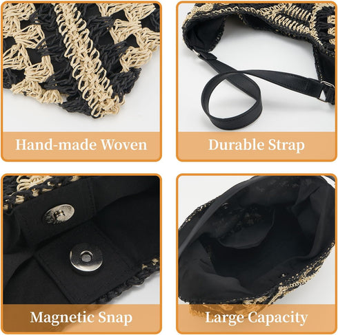 Straw Hobo Bags for Women Summer Beach Bag Everyday Tote Bag Shoulder Bag Vintage Handmade Woven Bags Handbags...