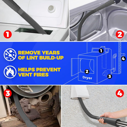 Holikme 2 Pack Dryer Vent Cleaner Kit, Dryer Vent Cleaning Brush, Lint Remover, Black...